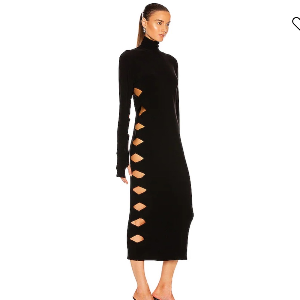 Norma Kamali Black Cut Turtleneck Dress XS